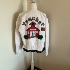Vintage Sunbelt “Teacher” Appliqué Sweatshirt – Women’s Large – 90s School Theme